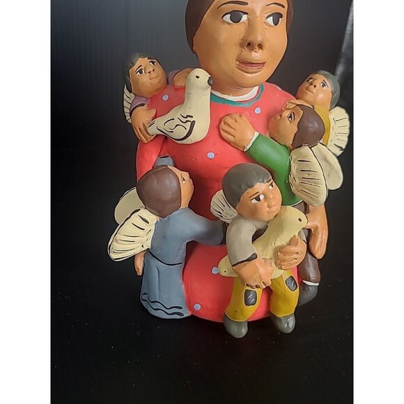 Peru Terra Cotta Ceramic Pottery Storyteller Figurine Woman with Children 5.5" - Picture 9 of 13